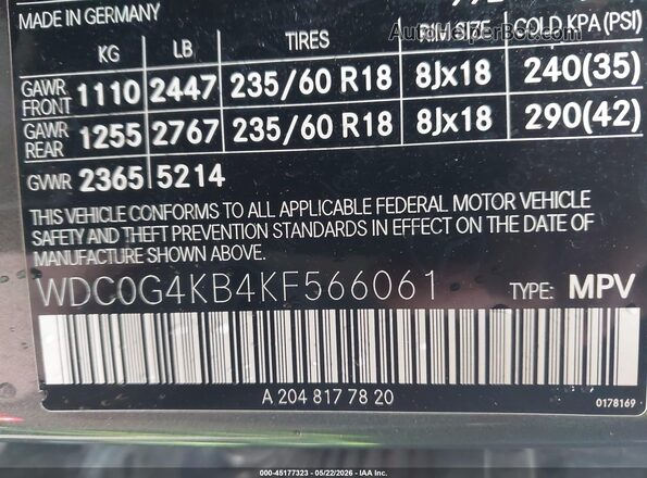 WDC0G4KB4KF566061 2019 MERCEDES-BENZ GLC 300 Gray Вид підкапотного простору