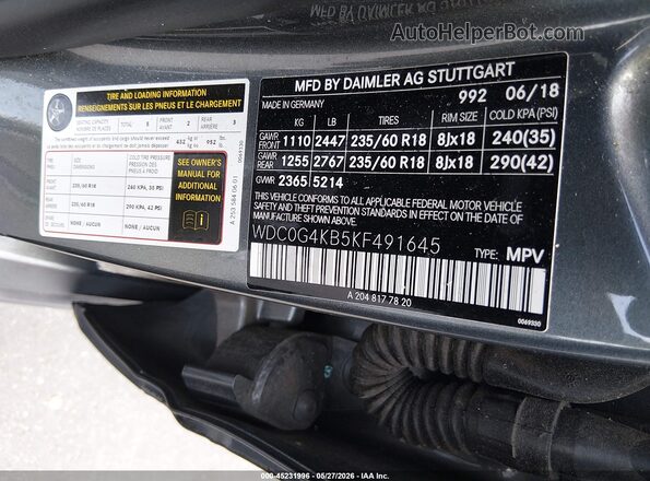 WDC0G4KB5KF491645 2019 MERCEDES-BENZ GLC 300 Gray Vista del compartimento del motor