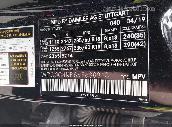 WDC0G4KB6KF638913 2019 MERCEDES-BENZ GLC 300 Black Vista del compartimento del motor