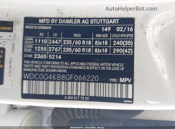 WDC0G4KB8GF066220 2016 MERCEDES-BENZ GLC 300 White Շարժիչի բաժամունքի տեսք