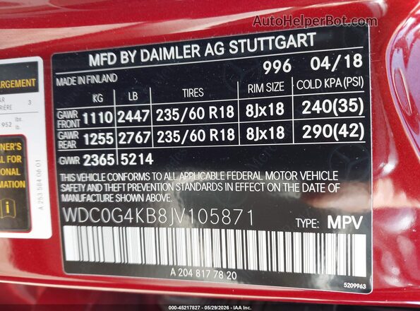 WDC0G4KB8JV105871 2018 MERCEDES-BENZ GLC 300 Red 