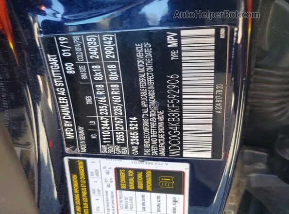 WDC0G4KB8KF592906 2019 MERCEDES-BENZ GLC-CLASS Синий 