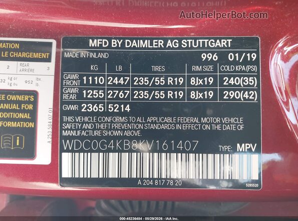 WDC0G4KB8KV161407 2019 MERCEDES-BENZ GLC 300 Red Engine compartment view