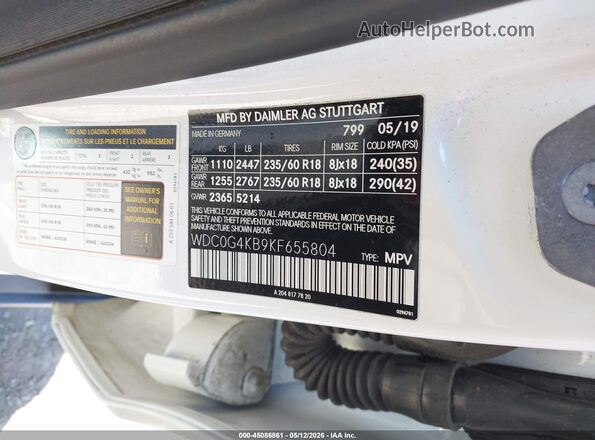 WDC0G4KB9KF655804 2019 MERCEDES-BENZ GLC 300 White ძრავის განყოფილების ხედი
