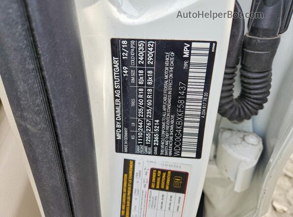 WDC0G4KBXKF581437 2019 MERCEDES-BENZ GLC-CLASS White 