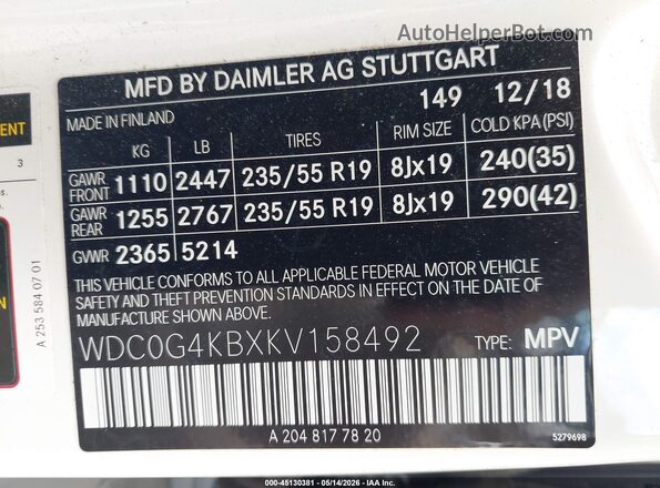WDC0G4KBXKV158492 2019 MERCEDES-BENZ GLC 300 White Շարժիչի բաժամունքի տեսք