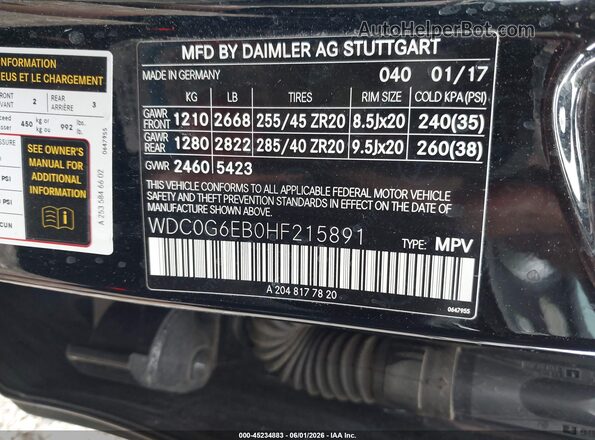 WDC0G6EB0HF215891 2017 MERCEDES-BENZ AMG GLC 43 Black ძრავის განყოფილების ხედი
