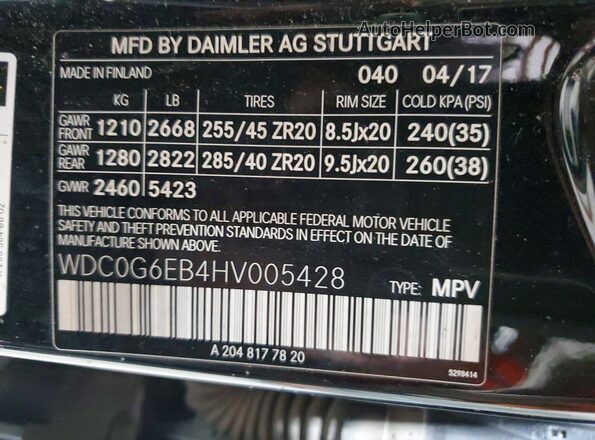 WDC0G6EB4HV005428 2017 MERCEDES-BENZ GLC-CLASS Black Սալոնի 360 աստիճան տեսք