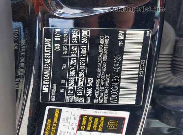 WDC0G6EB6JF409735 2018 MERCEDES-BENZ GLC-CLASS Black VIN sticker view