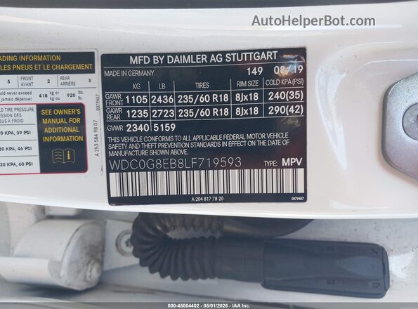 WDC0G8EB8LF719593 2020 MERCEDES-BENZ GLC 300 White Engine compartment view