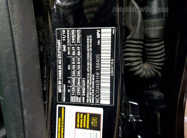WDC0J4KB1HF188405 2017 MERCEDES-BENZ GLC-CLASS Black VIN კოდის სტიკერის ხედი