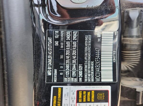 WDC0J4KB2KF544447 2019 MERCEDES-BENZ GLC-CLASS Черный 