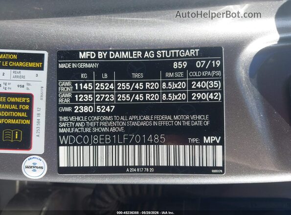 WDC0J8EB1LF701485 2020 MERCEDES-BENZ GLC 300 COUPE Gray Вид підкапотного простору