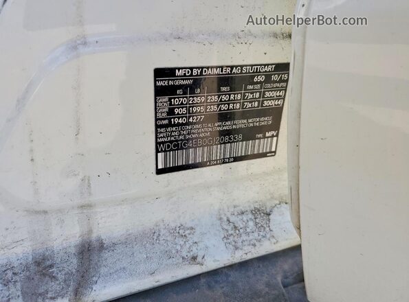 WDCTG4EB0GJ208338 2016 MERCEDES-BENZ GLA White 