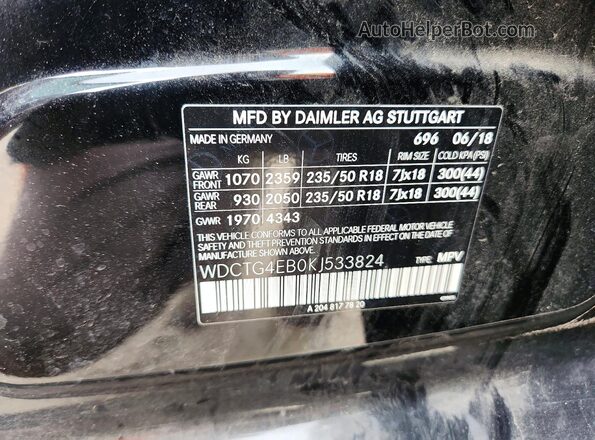 WDCTG4EB0KJ533824 2019 MERCEDES-BENZ GLA Черный Вид подкапотного пространства