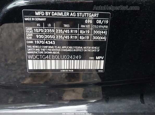 WDCTG4EB0LU024249 2020 MERCEDES-BENZ GLA 250 Black 