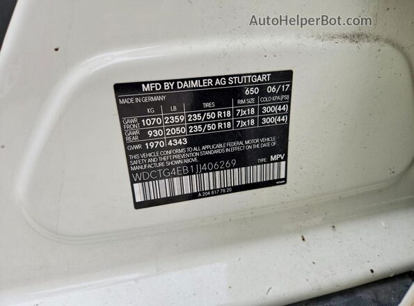 WDCTG4EB1JJ406269 2018 MERCEDES-BENZ GLA Белый Вид подкапотного пространства