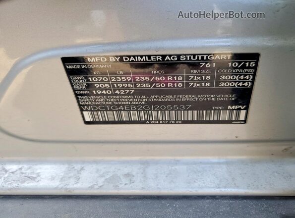 WDCTG4EB2GJ205537 2016 MERCEDES-BENZ GLA Silver 