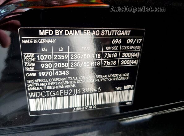 WDCTG4EB2JJ439846 2018 MERCEDES-BENZ GLA Black Вид підкапотного простору