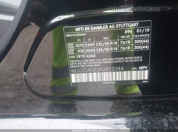 WDCTG4EB2KU012344 2019 MERCEDES-BENZ GLA 250 Black Engine compartment view