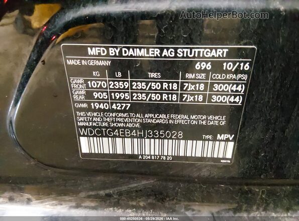 WDCTG4EB4HJ335028 2017 MERCEDES-BENZ GLA 250 Black Vista del compartimento del motor