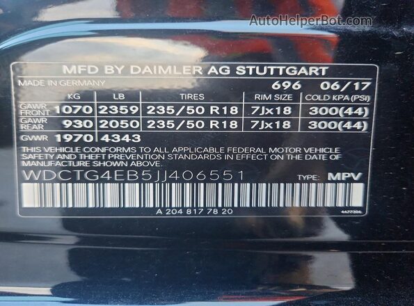 WDCTG4EB5JJ406551 2018 MERCEDES-BENZ GLA Black 