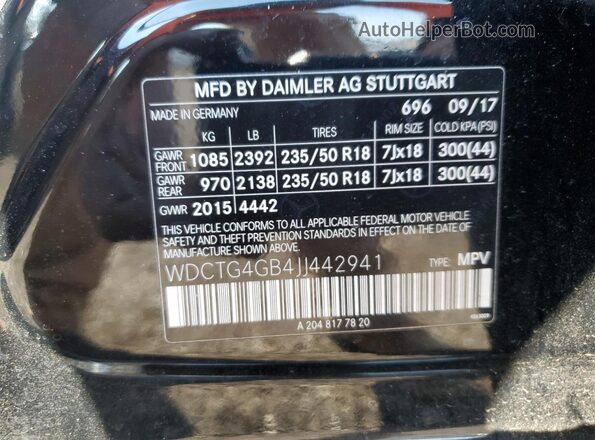 WDCTG4GB4JJ442941 2018 MERCEDES-BENZ GLA Black Շարժիչի բաժամունքի տեսք