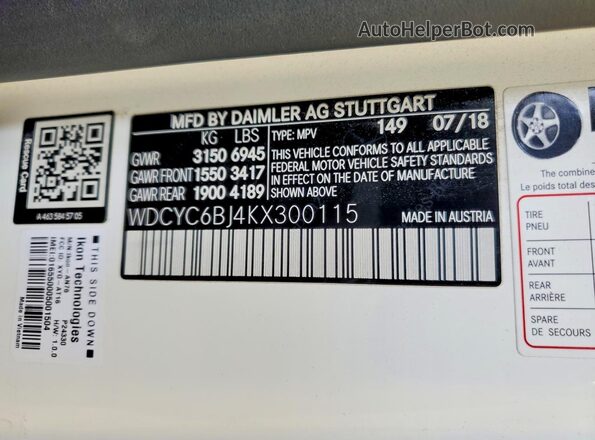 WDCYC6BJ4KX300115 2019 MERCEDES-BENZ G-CLASS White Widok komory silnika