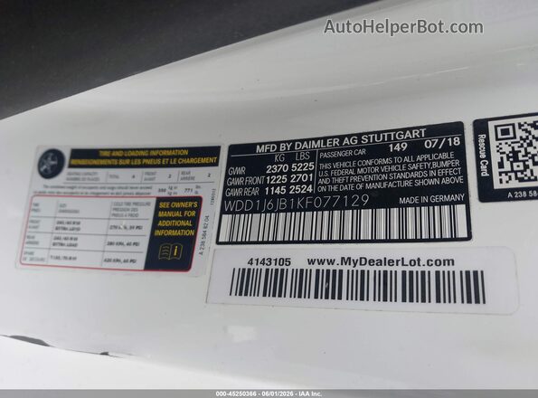 WDD1J6JB1KF077129 2019 MERCEDES-BENZ E-CLASS White Widok komory silnika