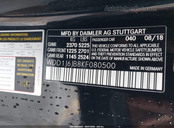 WDD1J6JB8KF080500 2019 MERCEDES-BENZ E-CLASS Black Vista del compartimento del motor