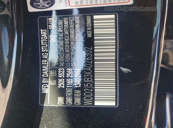 WDD2J5JB3KA028302 2019 MERCEDES-BENZ CLS-CLASS Black Շարժիչի բաժամունքի տեսք
