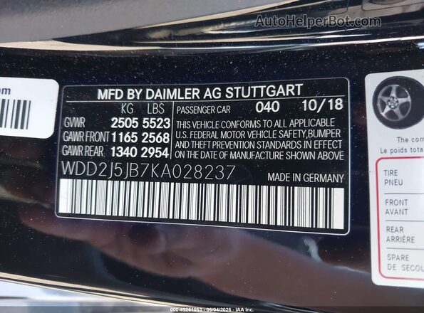 WDD2J5JB7KA028237 2019 MERCEDES-BENZ CLS-CLASS Black 
