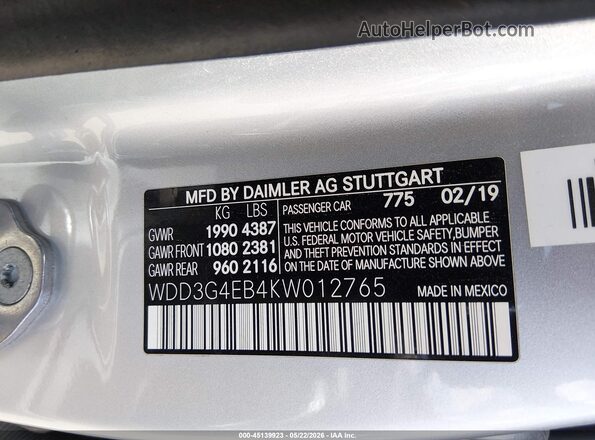 WDD3G4EB4KW012765 2019 MERCEDES-BENZ A 220 Silver Engine compartment view