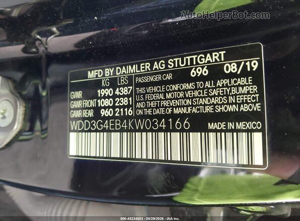 WDD3G4EB4KW034166 2019 MERCEDES-BENZ A 220 Black Շարժիչի բաժամունքի տեսք