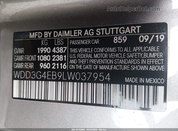 WDD3G4EB9LW037954 2020 MERCEDES-BENZ A 220 Silver Engine compartment view