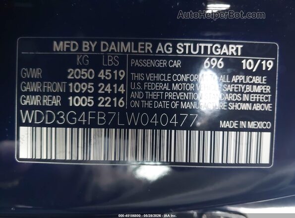 WDD3G4FB7LW040477 2020 MERCEDES-BENZ A 220 Black Вид підкапотного простору