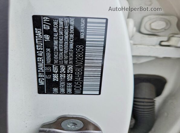 WDD5J4HB8LN028058 2020 MERCEDES-BENZ CLA-CLASS White 
