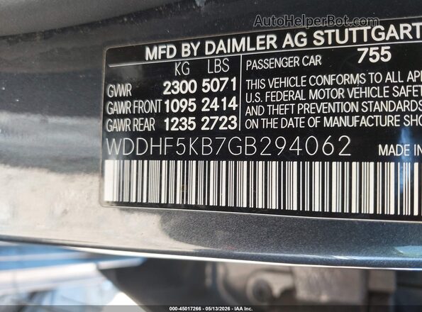 WDDHF5KB7GB294062 2016 MERCEDES-BENZ E-CLASS Gray 