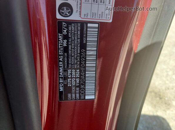 WDDJK7DA4HF049369 2017 MERCEDES-BENZ SL Red Engine compartment view