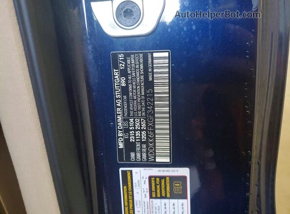 WDDKK6FFXGF342215 2016 MERCEDES-BENZ E Blue 