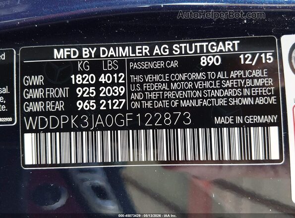WDDPK3JA0GF122873 2016 MERCEDES-BENZ SLK 300 Blue ძრავის განყოფილების ხედი