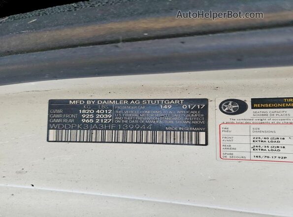 WDDPK3JA3HF139944 2017 MERCEDES-BENZ SLC Белый Вид подкапотного пространства