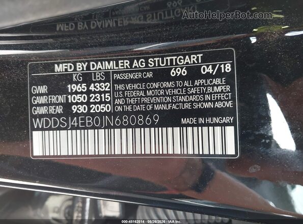 WDDSJ4EB0JN680869 2018 MERCEDES-BENZ CLA 250 Black Engine compartment view