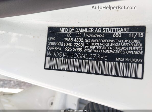 WDDSJ4EB2GN327395 2016 MERCEDES-BENZ CLA 250 White 