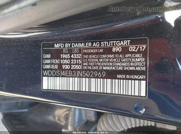 WDDSJ4EB3JN502969 2018 MERCEDES-BENZ CLA 250 Blue Vista del compartimento del motor