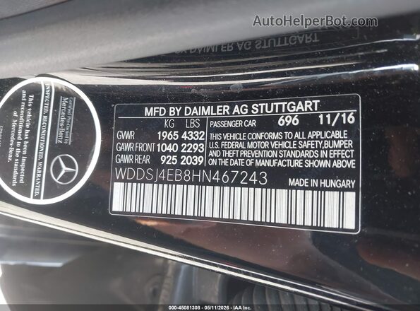 WDDSJ4EB8HN467243 2017 MERCEDES-BENZ CLA 250 Black Widok komory silnika