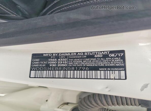 WDDSJ4EB8JN581796 2018 MERCEDES-BENZ CLA-CLASS White Вид підкапотного простору