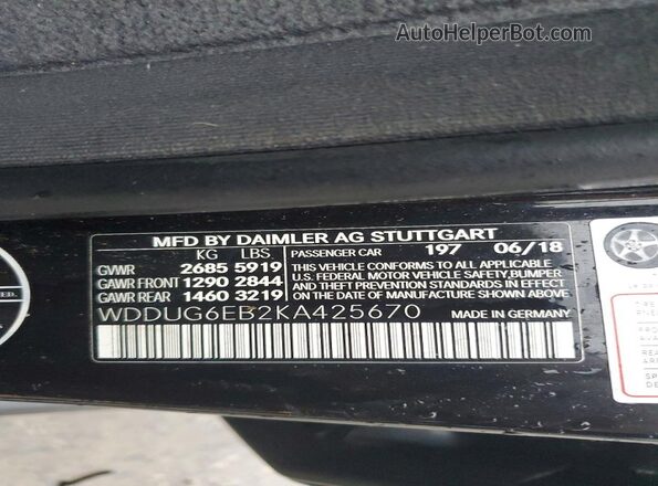 WDDUG6EB2KA425670 2019 MERCEDES-BENZ S Black Widok komory silnika