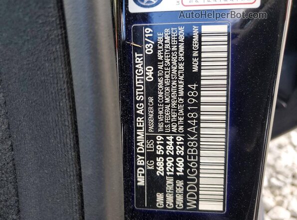 WDDUG6EB8KA481984 2019 MERCEDES-BENZ S Черный Вид подкапотного пространства