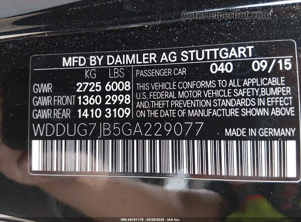 WDDUG7JB5GA229077 2016 MERCEDES-BENZ AMG S 63 Black Widok komory silnika